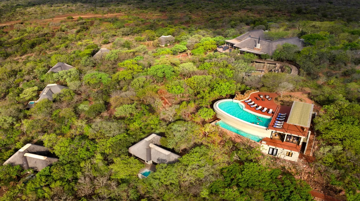 South Africa Phinda Mountain Lodge aerial lodge 3