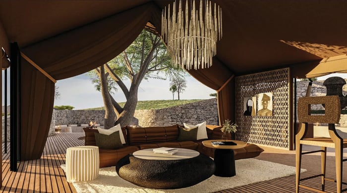 LABALABA Grumeti Art Lodge tented salon