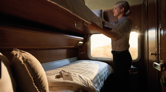 The Ghan Gold Service Twin Cabin - Night Preparation