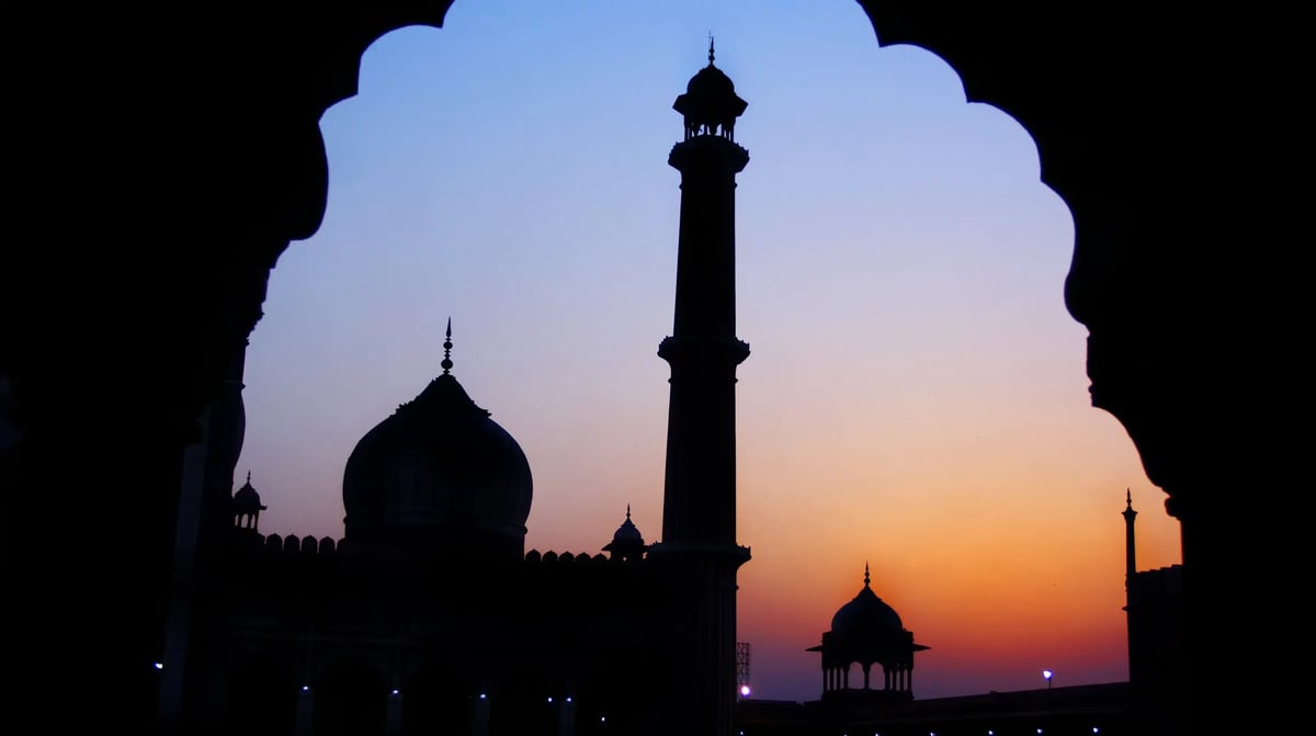 India, Delhi, Jama Masjid sunset_99715118