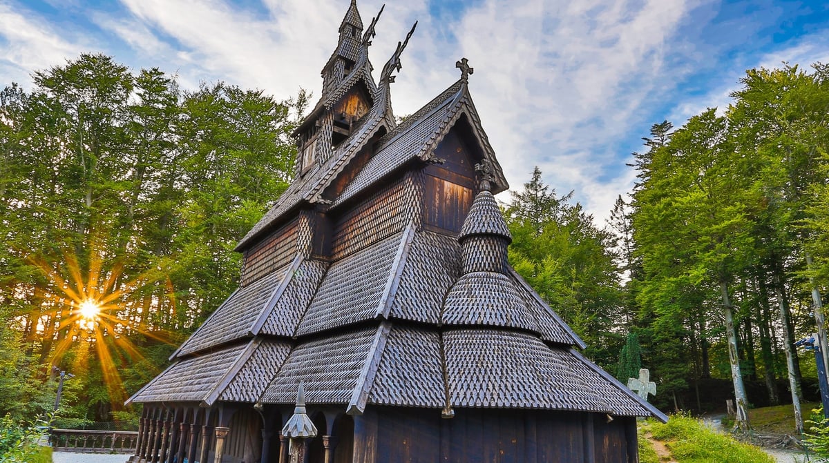 Staafkerk van Fantoft, te Bergen Shutterstock